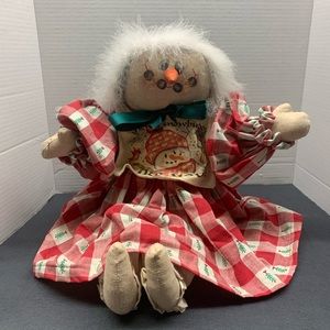 Handmade Snowman Doll with Wood Inside